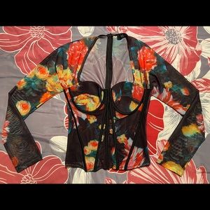 Multi-color Mesh Corset Top